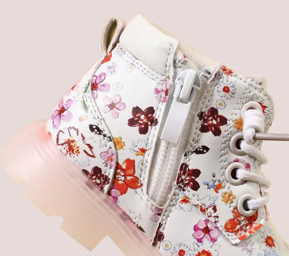 “2024 Daisies” New Baby Leather Flower Ankle Boots, Girls