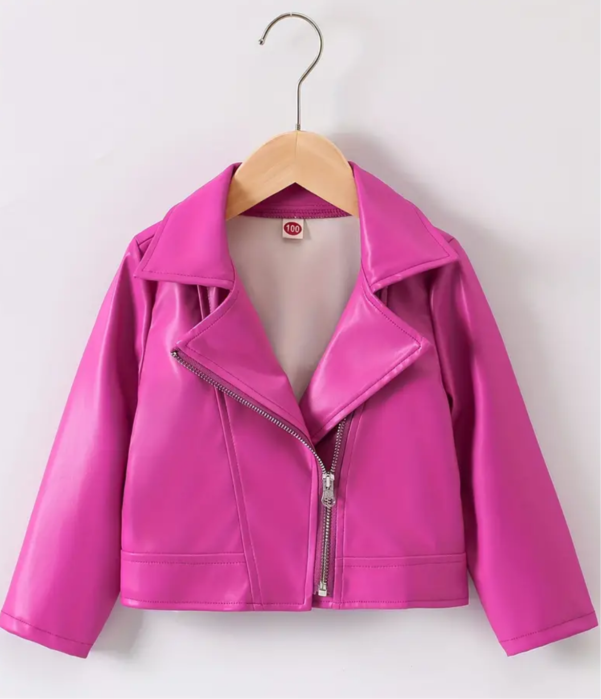 Youth, Solid PU Leather, Lapel Collar Jacket