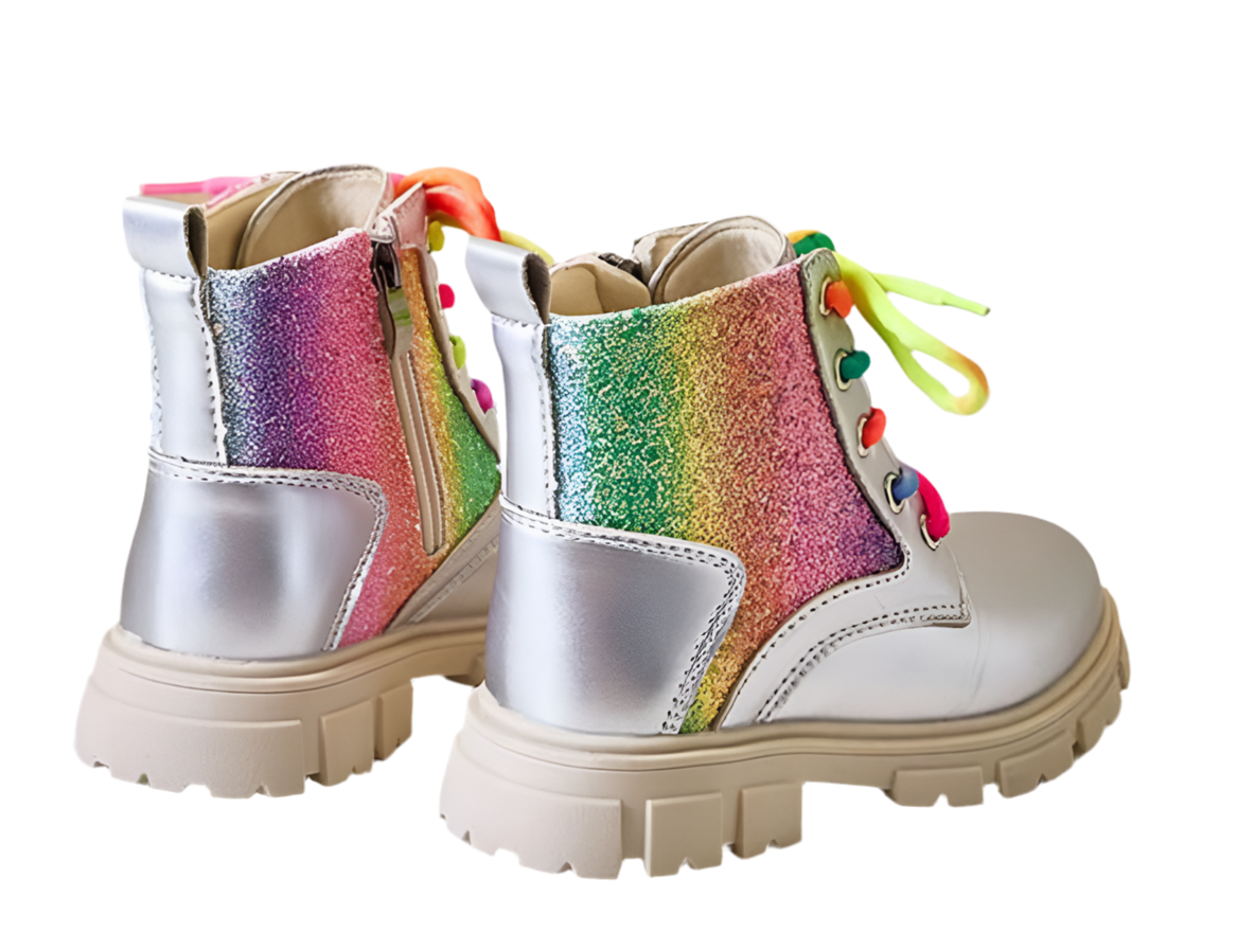 “Rainbows & Kids” 🌈 Sequin Side Zipper Girls Ankle Boots