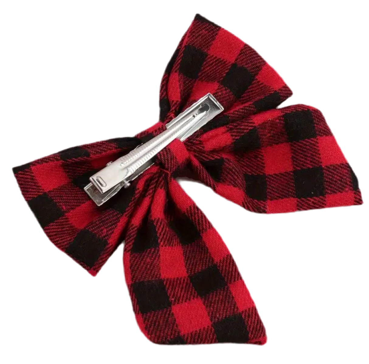 2pcs Festive Christmas Hair Bows for Girls - Red & Black Plaid, Perfect Holiday Gift