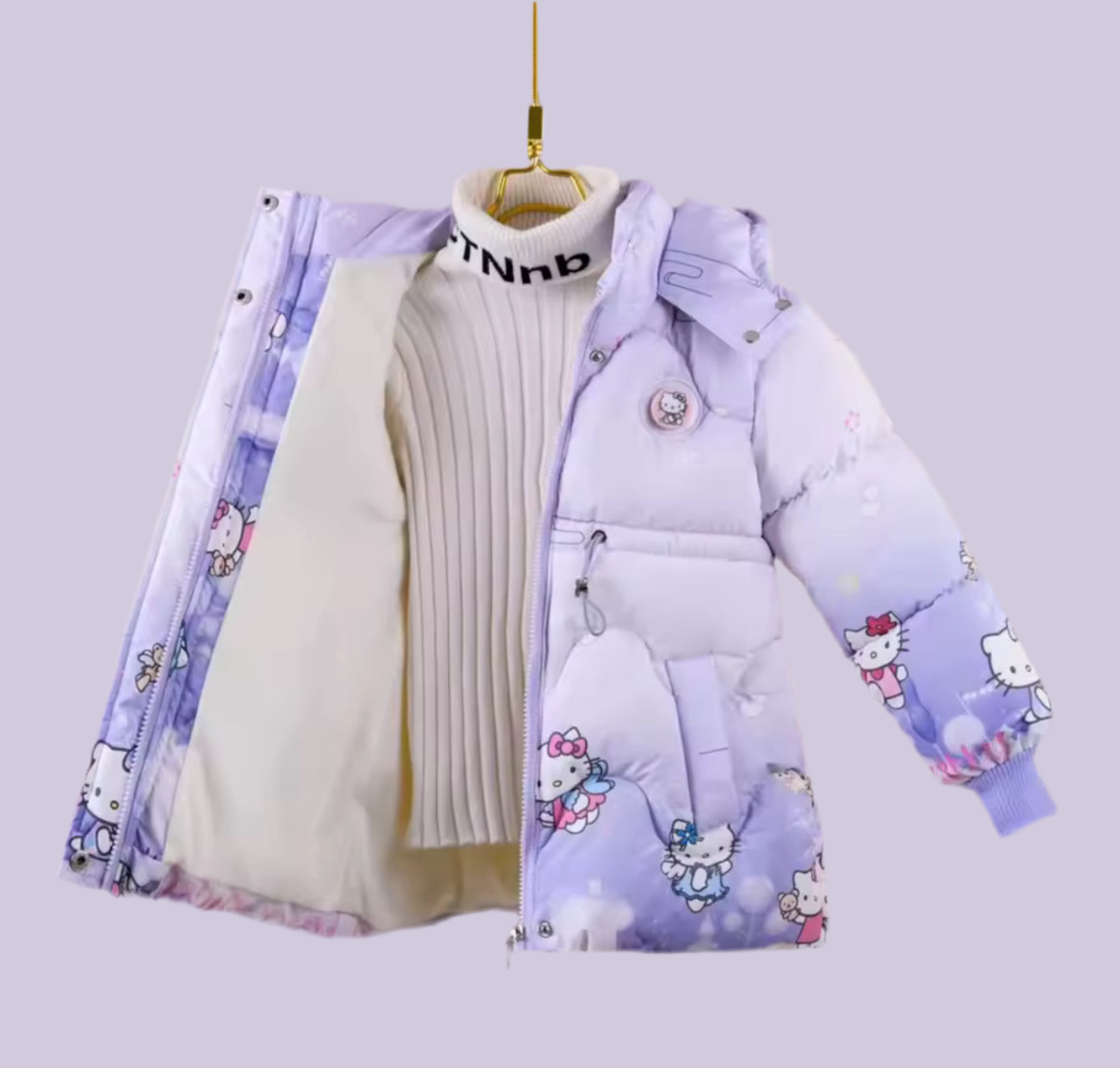 ‘Hello Kitty Winter’ Plush Thick  Warm Princess Coat | Zipper Hooded + Purse