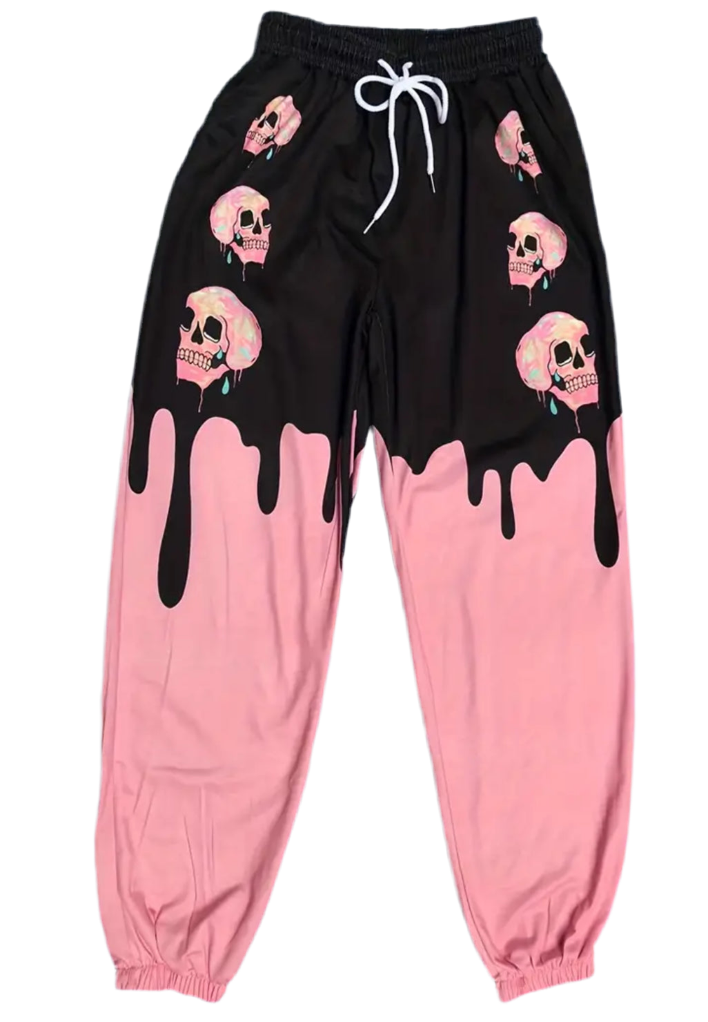 Pantalones deportivos con estampado de calavera rosa elegante para mujeres y adolescentes