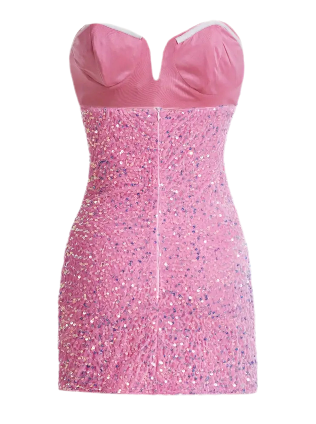 “Glitter Barbie” Split Hem Sequin Tube Bodycon Dress, Women’s