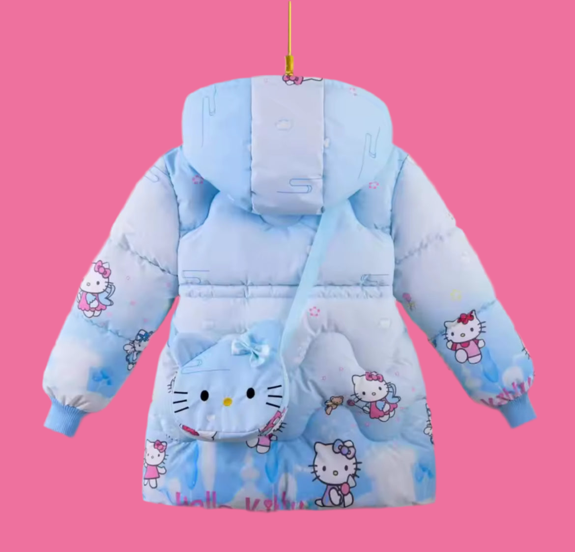 ‘Hello Kitty Winter’ Plush Thick  Warm Princess Coat | Zipper Hooded + Purse