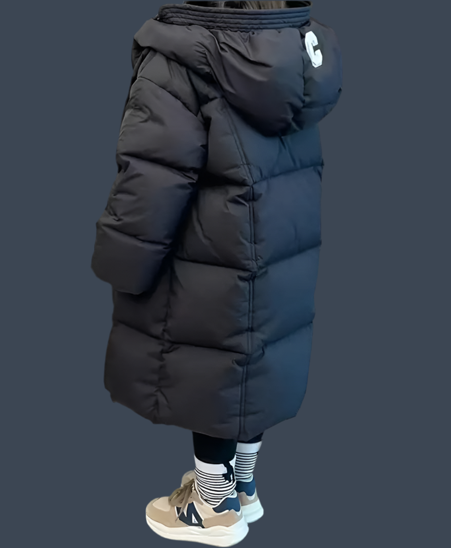 Winter Style Hooded Puffer Coat, Thickened Windproof Mid-Length, Polyester Filling, Gender Neutral