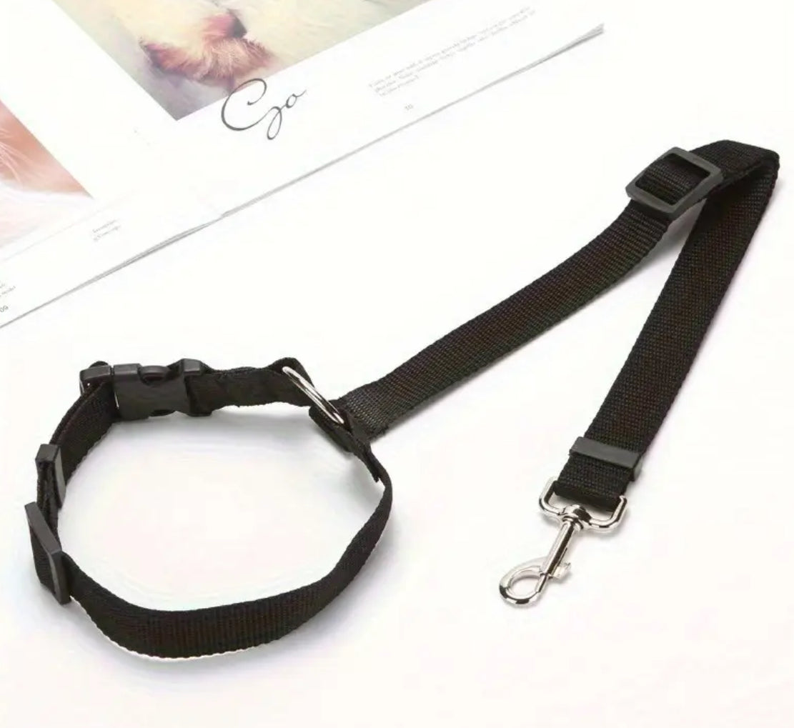 Pet Car Seat Belt |  Front and Rear Seat - 1pc Adjustable with 2-in-1 Nylon Lead | Durable Harness for Secure Travel, Sturdy Metal Buckles