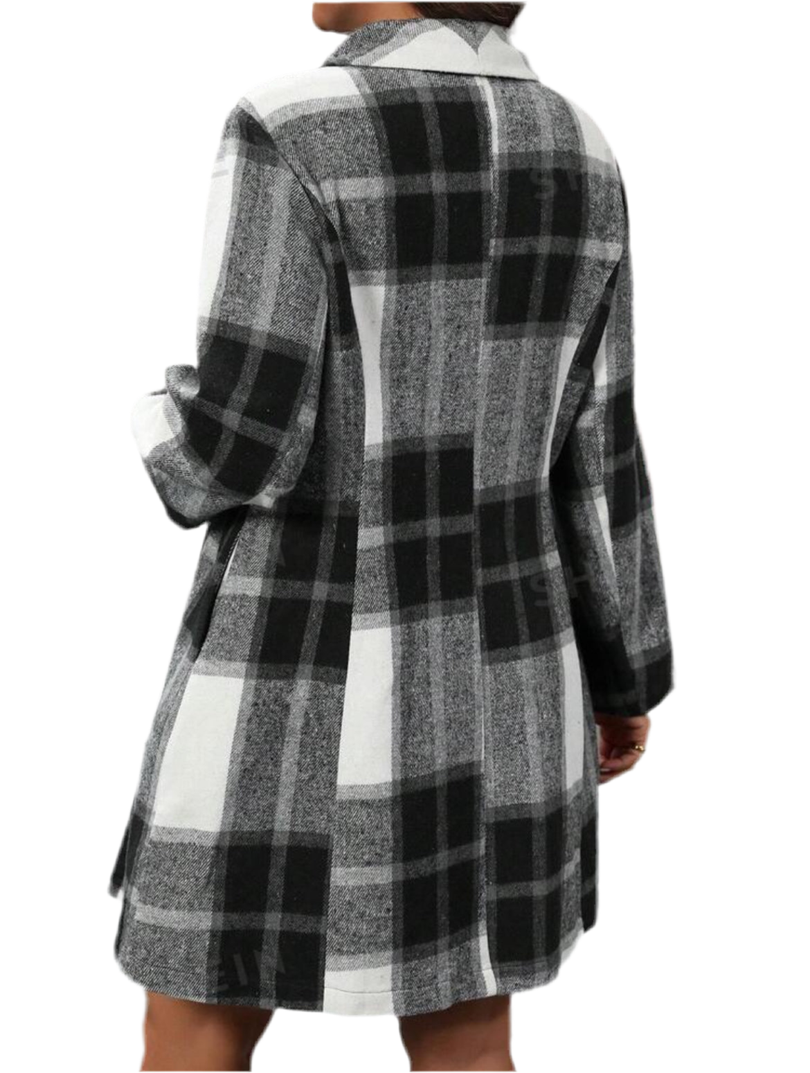 “Luna” Plus Size Plaid Woollen Casual Jacket, Autumn & Winter