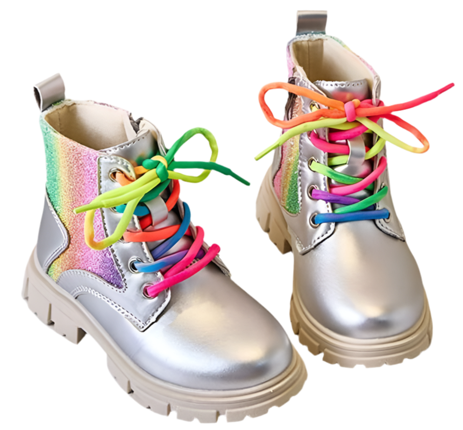 “Rainbows & Kids” 🌈 Sequin Side Zipper Girls Ankle Boots