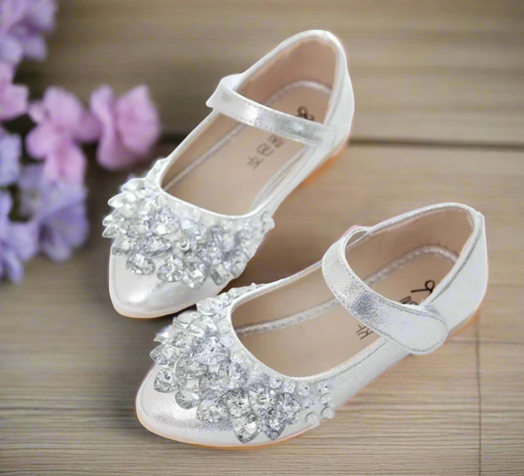 Zapatos planos de princesa con cristales brillantes para niñas