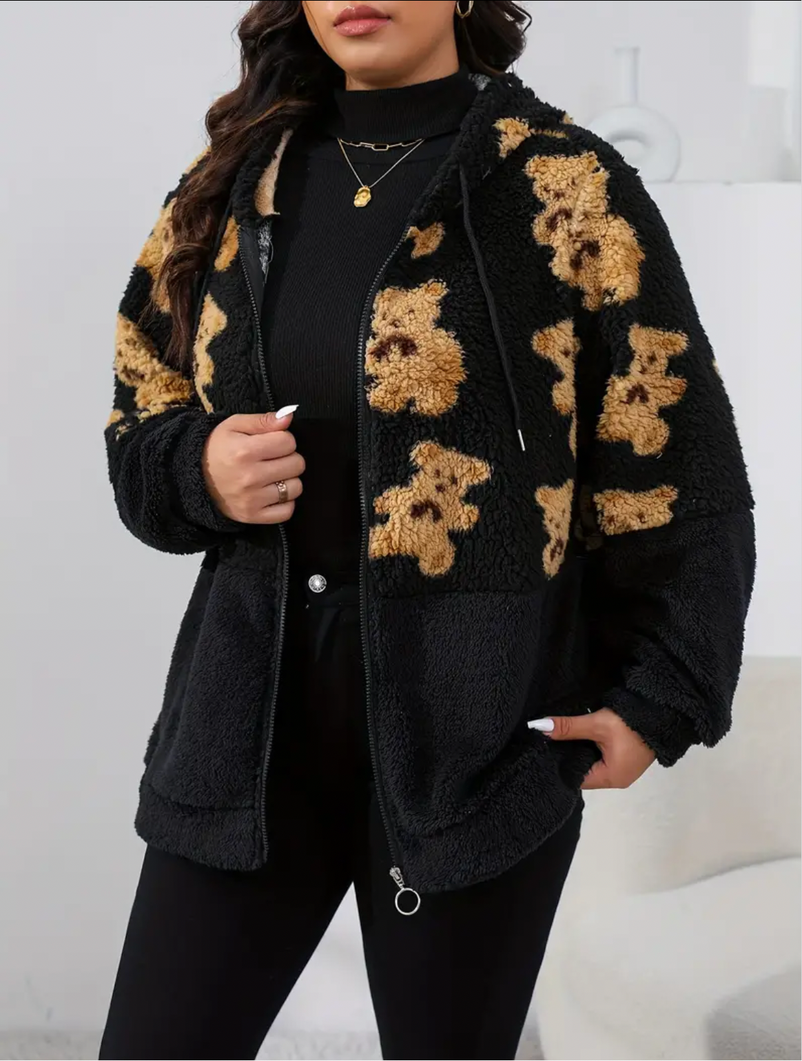 Plus Posh 💋 Mommies Collection, Women's Teddy Fleece, Loose Fit Coat