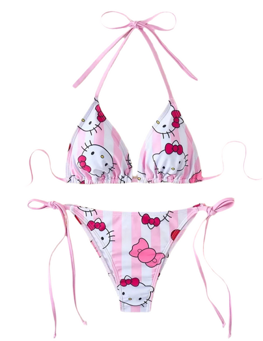 Hello Kitty 🩷 2pcs Bikini Set, Stretchy Fabric, Women's Swimwear