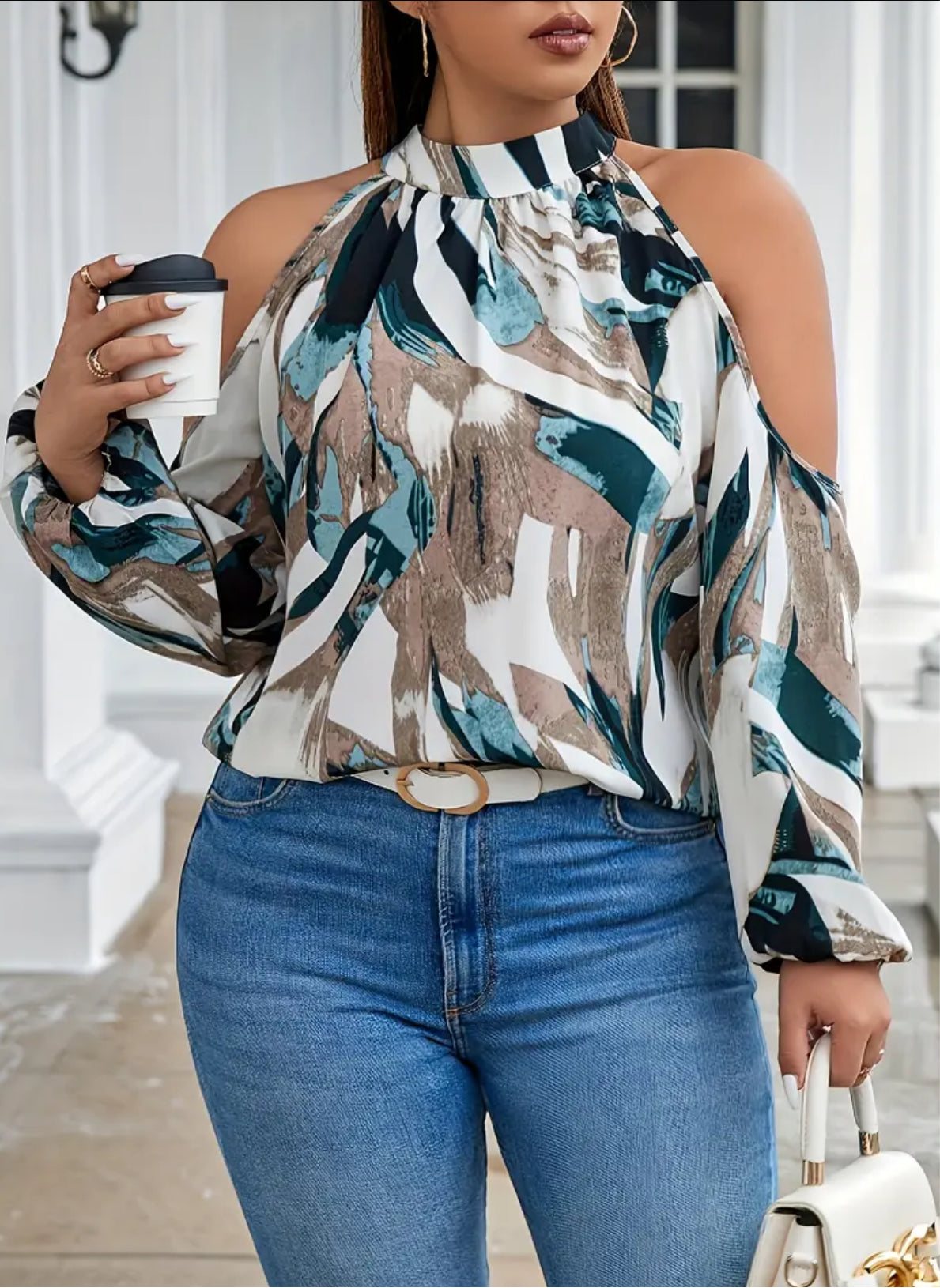 Plus & Gorgeous Collection 💋Elegant Off-Shoulder Lantern Sleeve Blouse