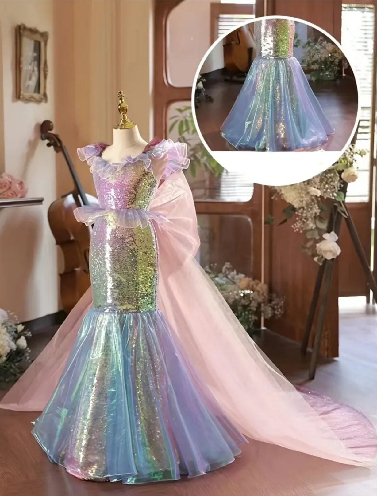 “Children's Fishtails 2024” Catwalk Sequin Princess dress