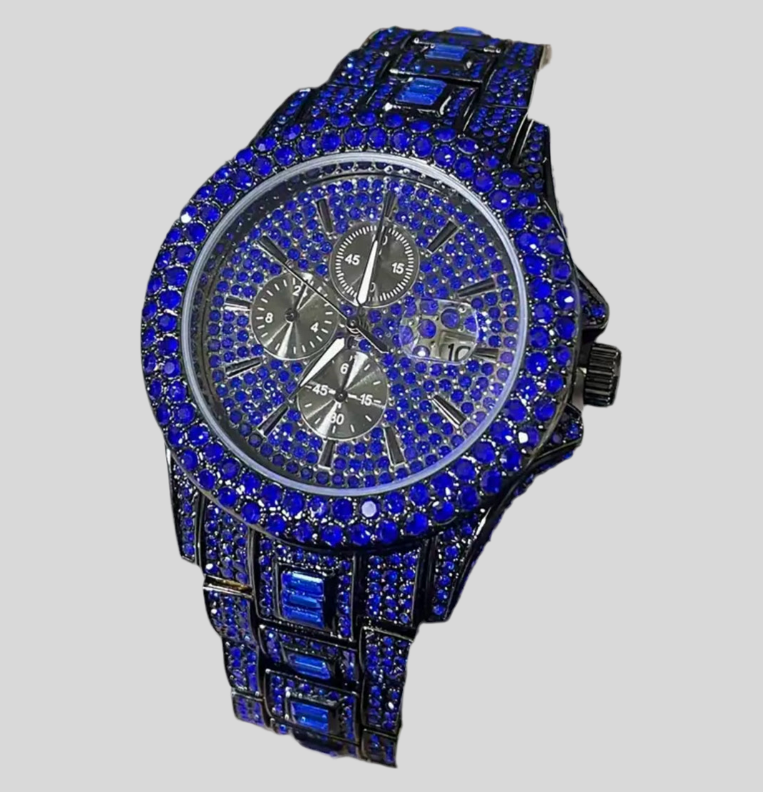 “Luxury Rainbows” Diamond Quartz Watch - Hip Hop Gothic Street Style, Analog Display with Rhinestone Accents