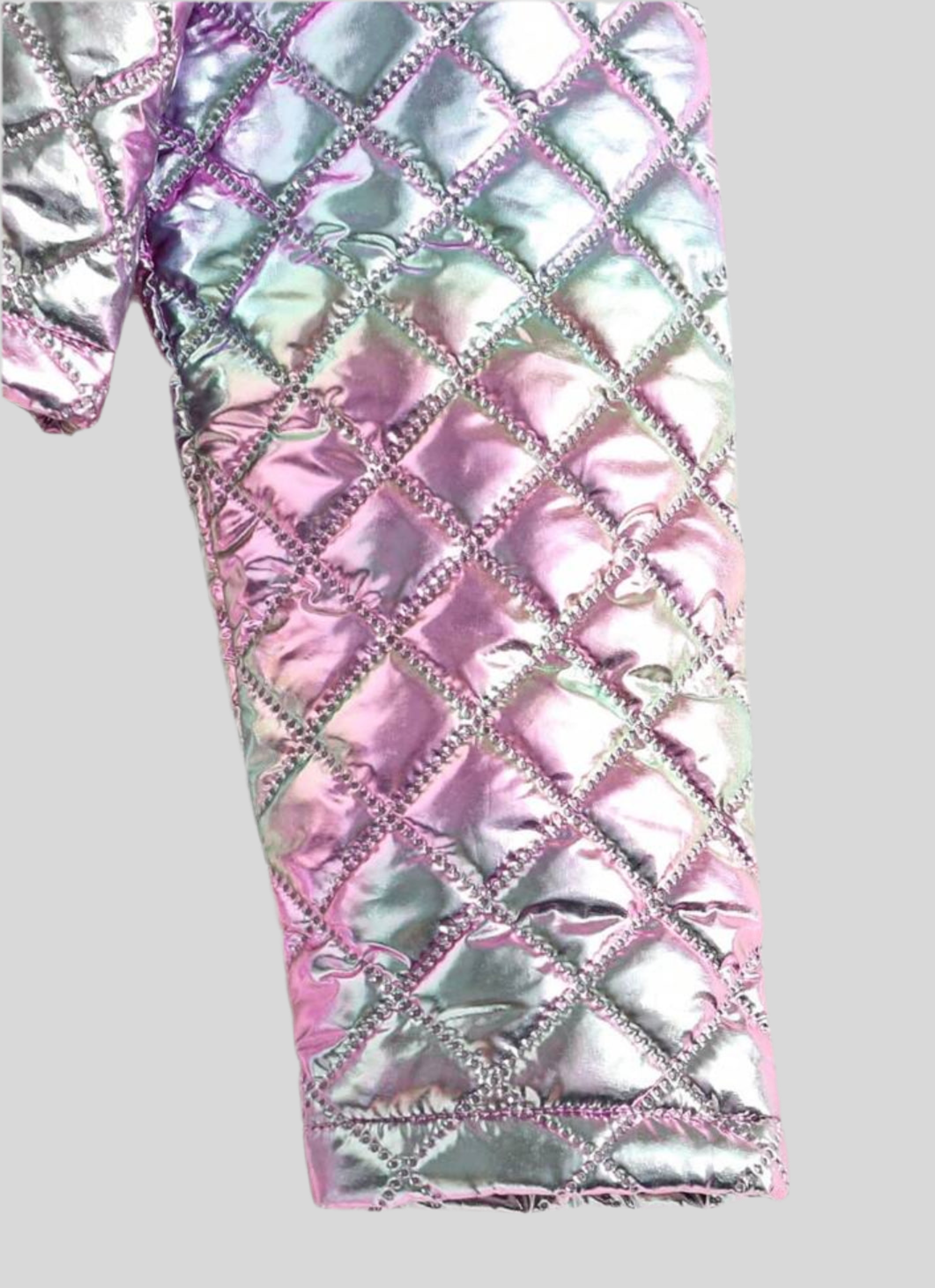 Girls Gradient Metallic Jacket & Mini Skirt