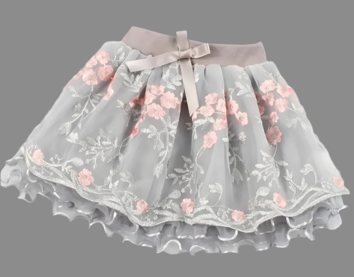 “Tulle Girls” Princess Embroidered Bow Front Skirt🩰