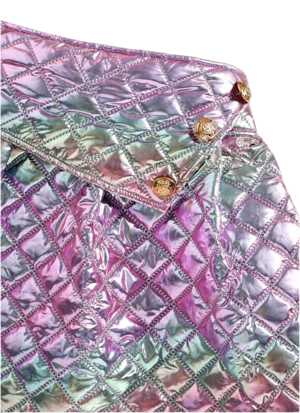 Girls Gradient Metallic Jacket & Mini Skirt