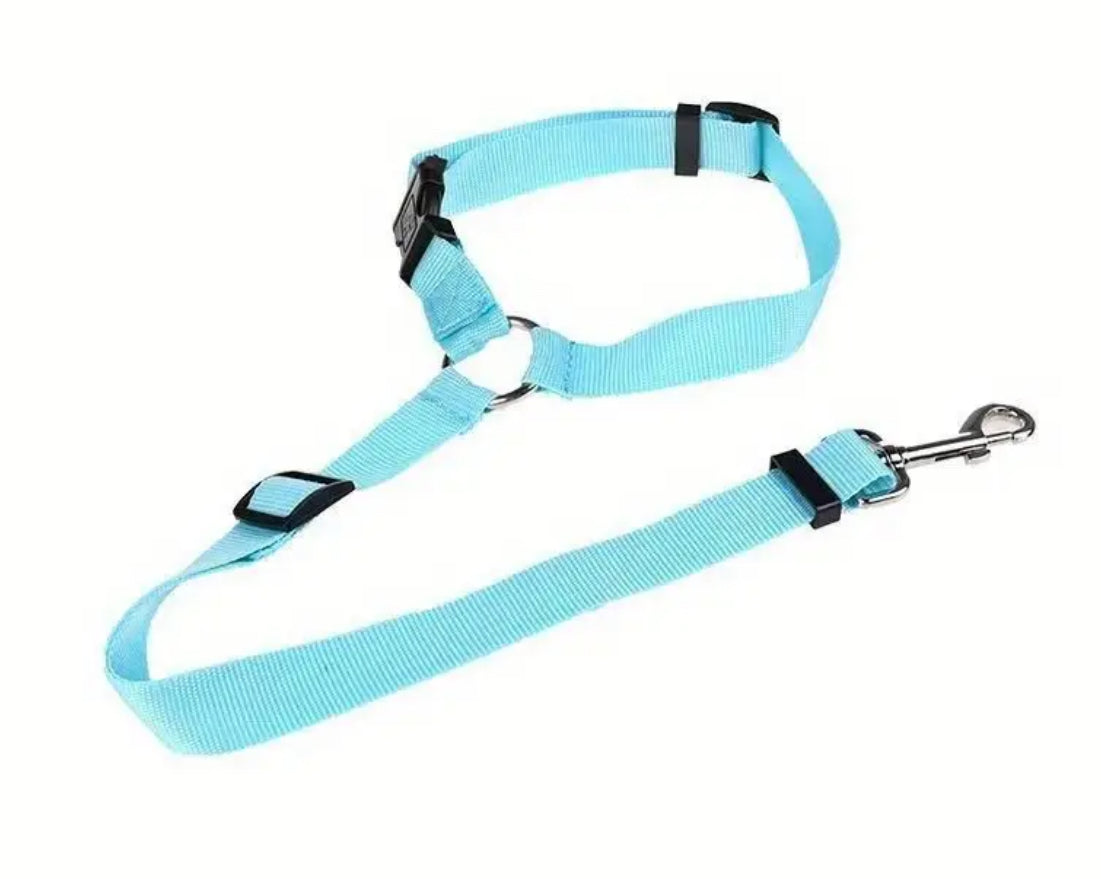 Pet Car Seat Belt |  Front and Rear Seat - 1pc Adjustable with 2-in-1 Nylon Lead | Durable Harness for Secure Travel, Sturdy Metal Buckles