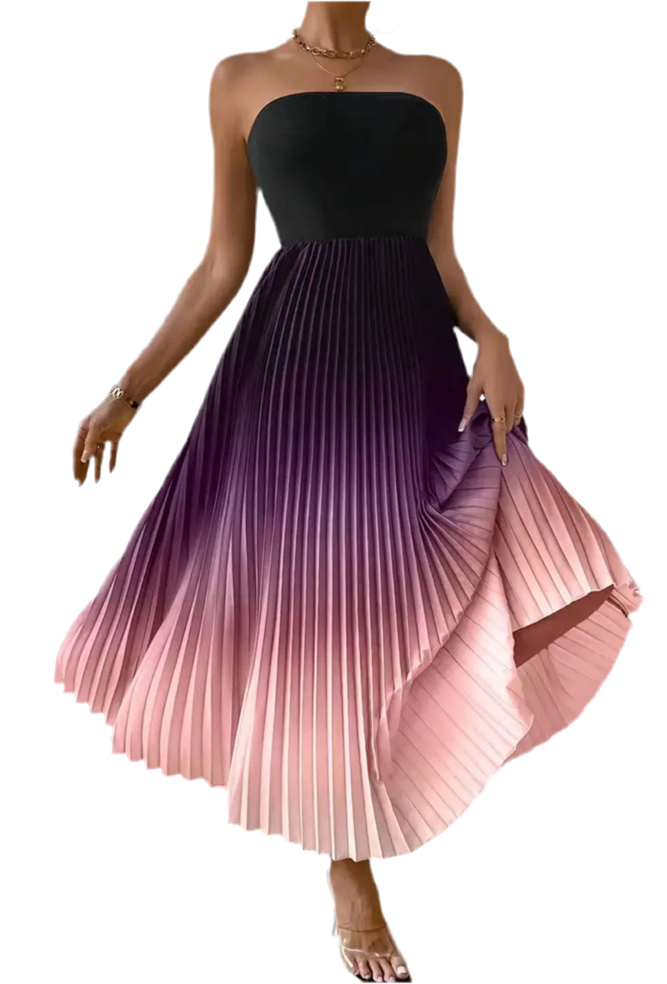 Elegant Ombre Pleated A-Line Maxi Dress, My Family & Me 🧸Collection