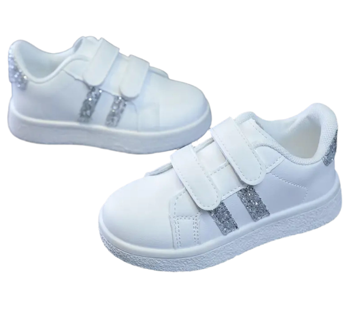 ‘GLITTER GIRLS’ Sneakers White Grip - Closure Low-Top Stylish 