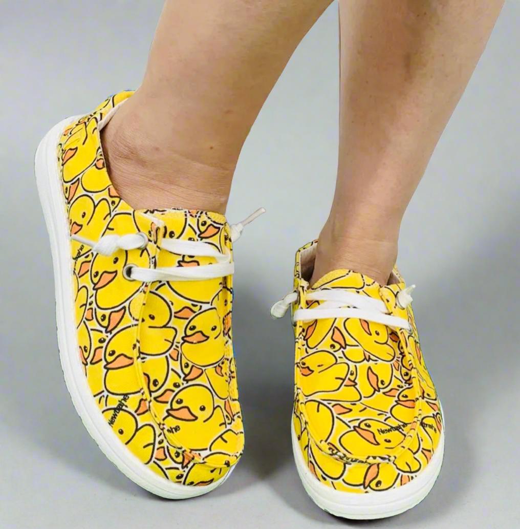 Women's Yellow Duck Canvas, Comfortable Lace Up Casual Loafers