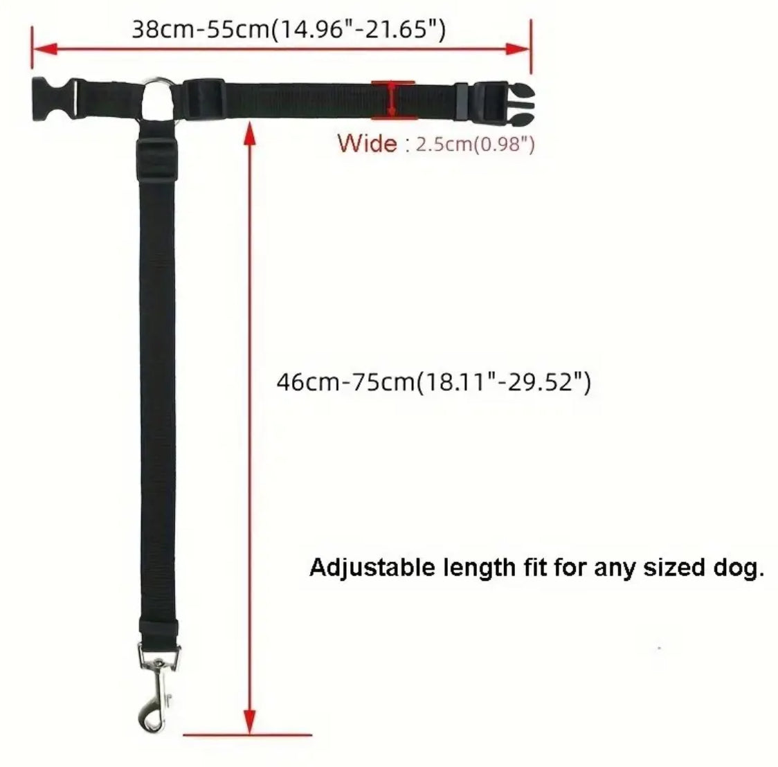 Pet Car Seat Belt |  Front and Rear Seat - 1pc Adjustable with 2-in-1 Nylon Lead | Durable Harness for Secure Travel, Sturdy Metal Buckles