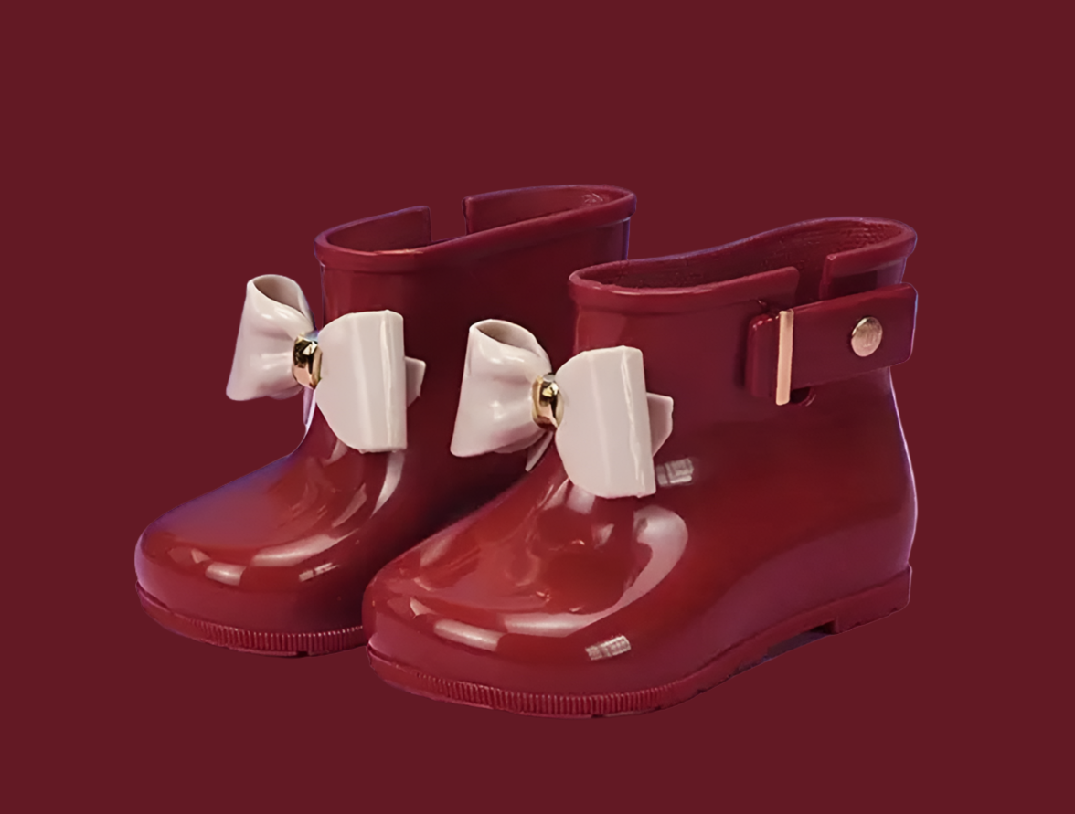 Botas de lluvia elegantes y modernas con lazo para niñas, impermeables