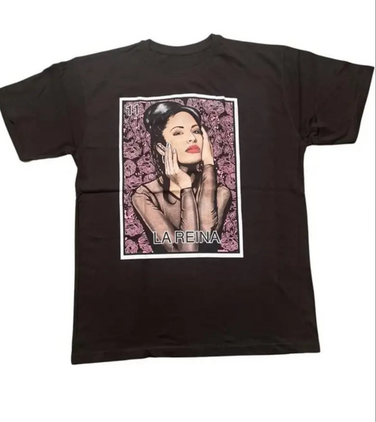 Selena T-Shirt La Reina with Roses Mexican T-Shirt, Men’s