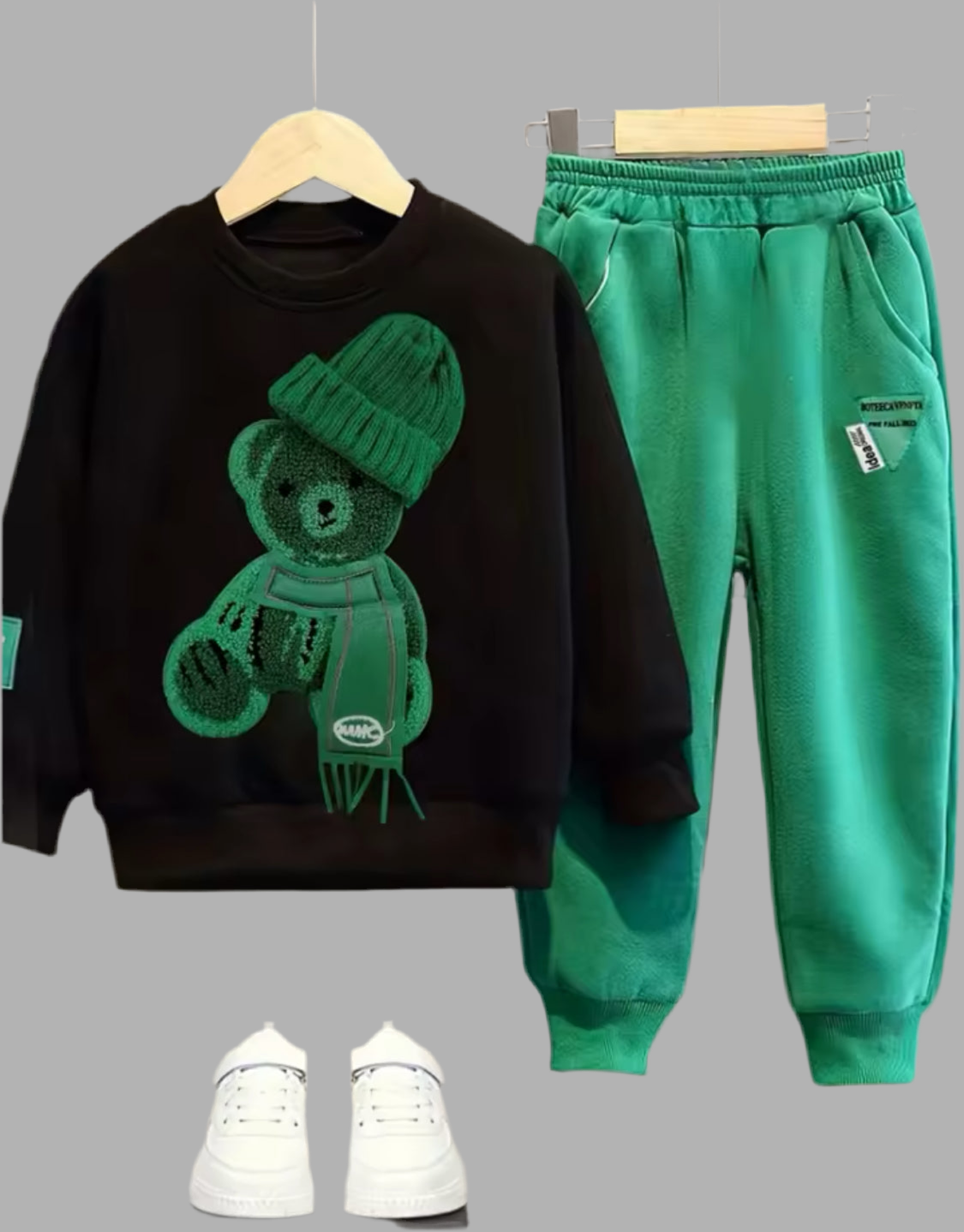 Kid’s Embroidery Bear Pullover Sweatshirts and Sweatpants 🧸