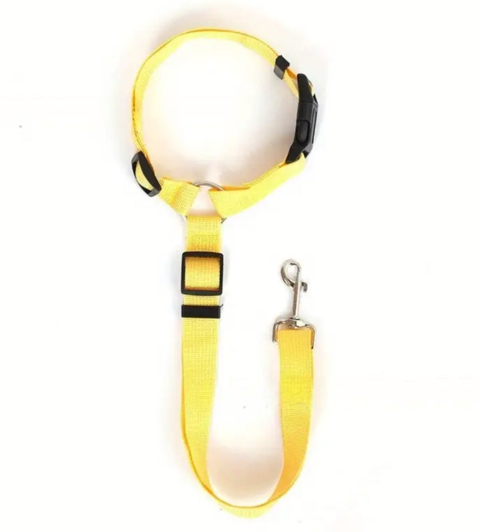 Pet Car Seat Belt |  Front and Rear Seat - 1pc Adjustable with 2-in-1 Nylon Lead | Durable Harness for Secure Travel, Sturdy Metal Buckles