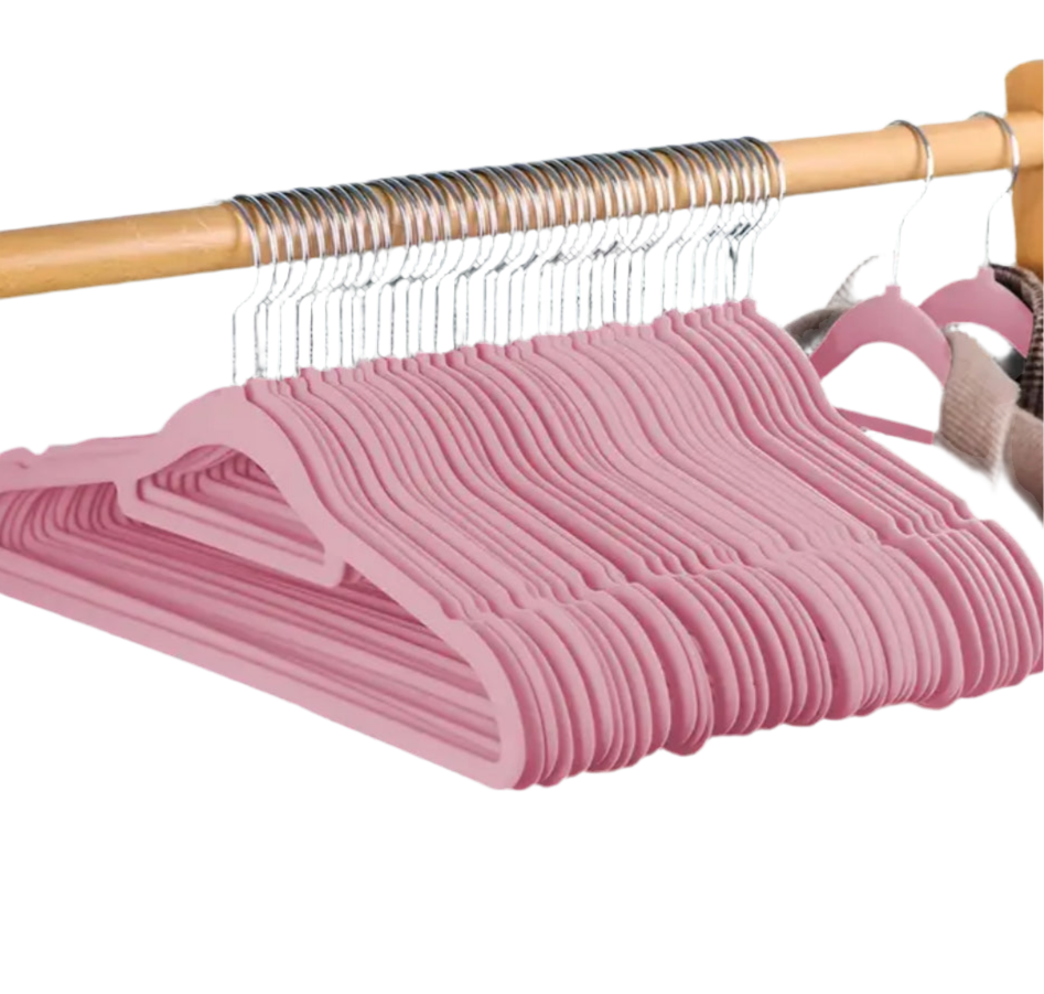 50/30 Pack | Felt Velvet Hangers - 360° Swivel Hook Heavy Duty