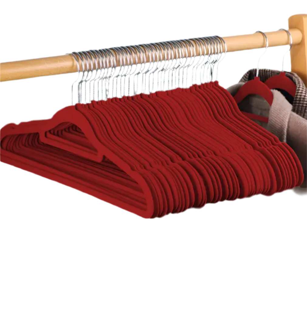 50/30 Pack | Felt Velvet Hangers - 360° Swivel Hook Heavy Duty