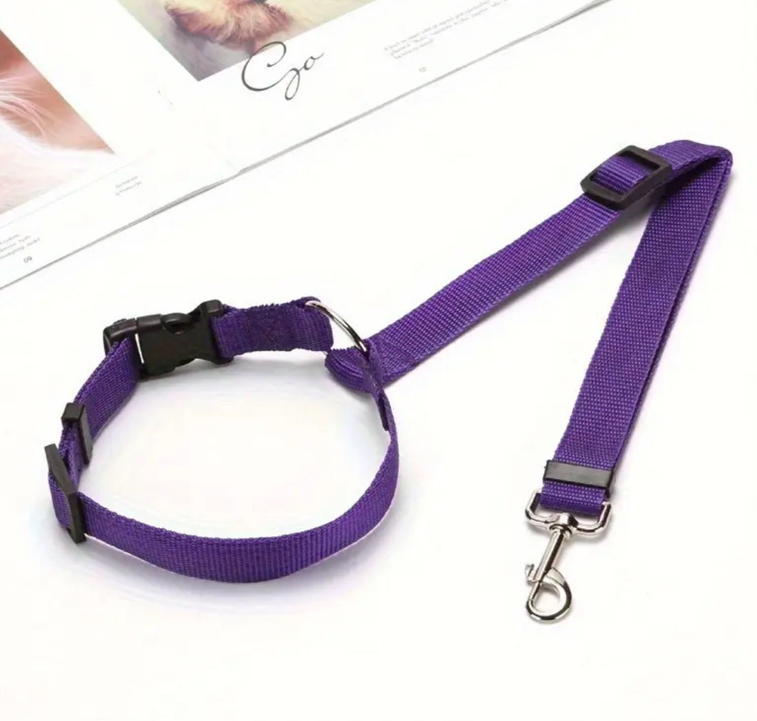 Pet Car Seat Belt |  Front and Rear Seat - 1pc Adjustable with 2-in-1 Nylon Lead | Durable Harness for Secure Travel, Sturdy Metal Buckles