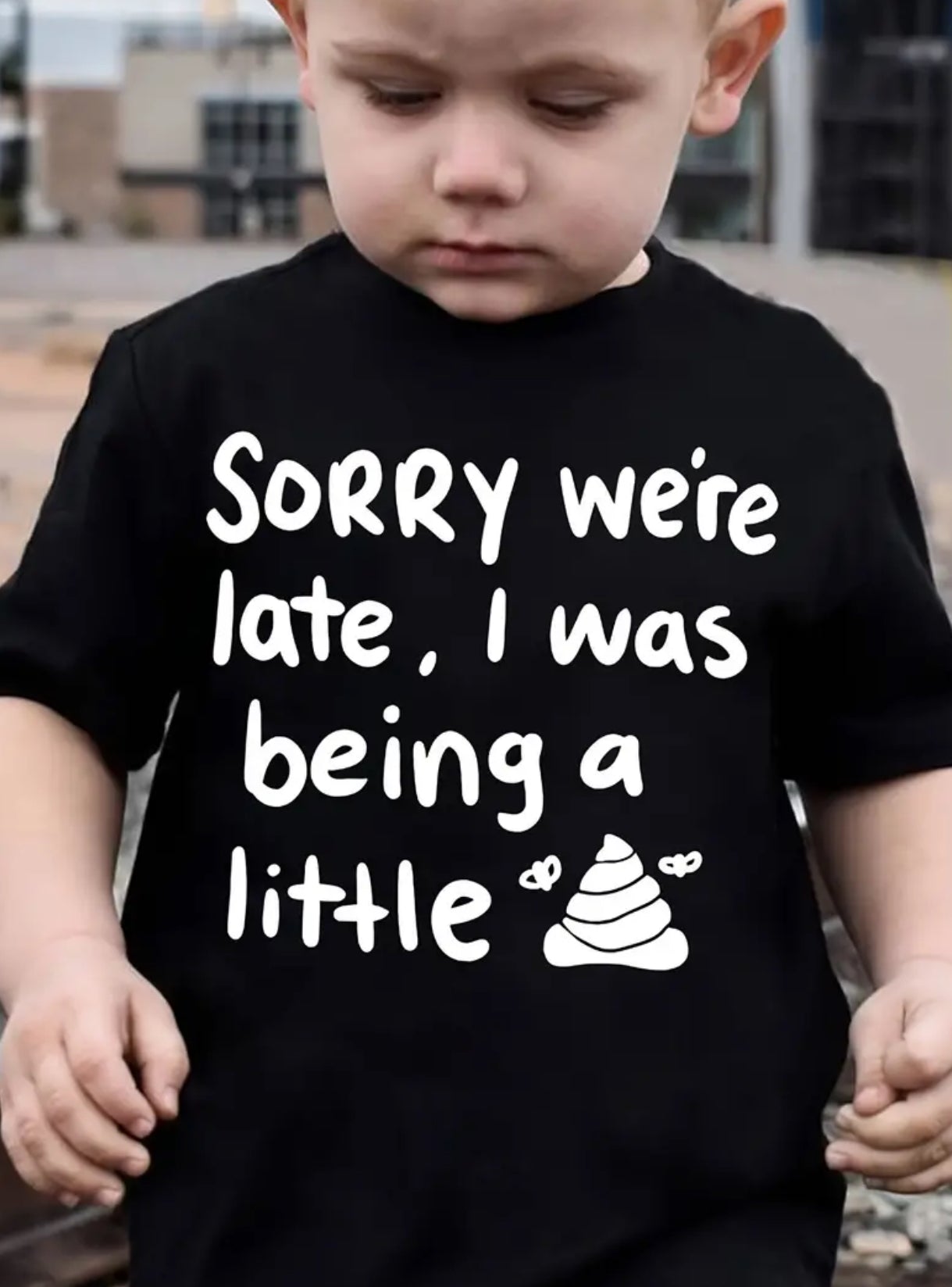 “Sorry We’re Late” Kids Short Sleeve Casual Top Kids Summer Clothes