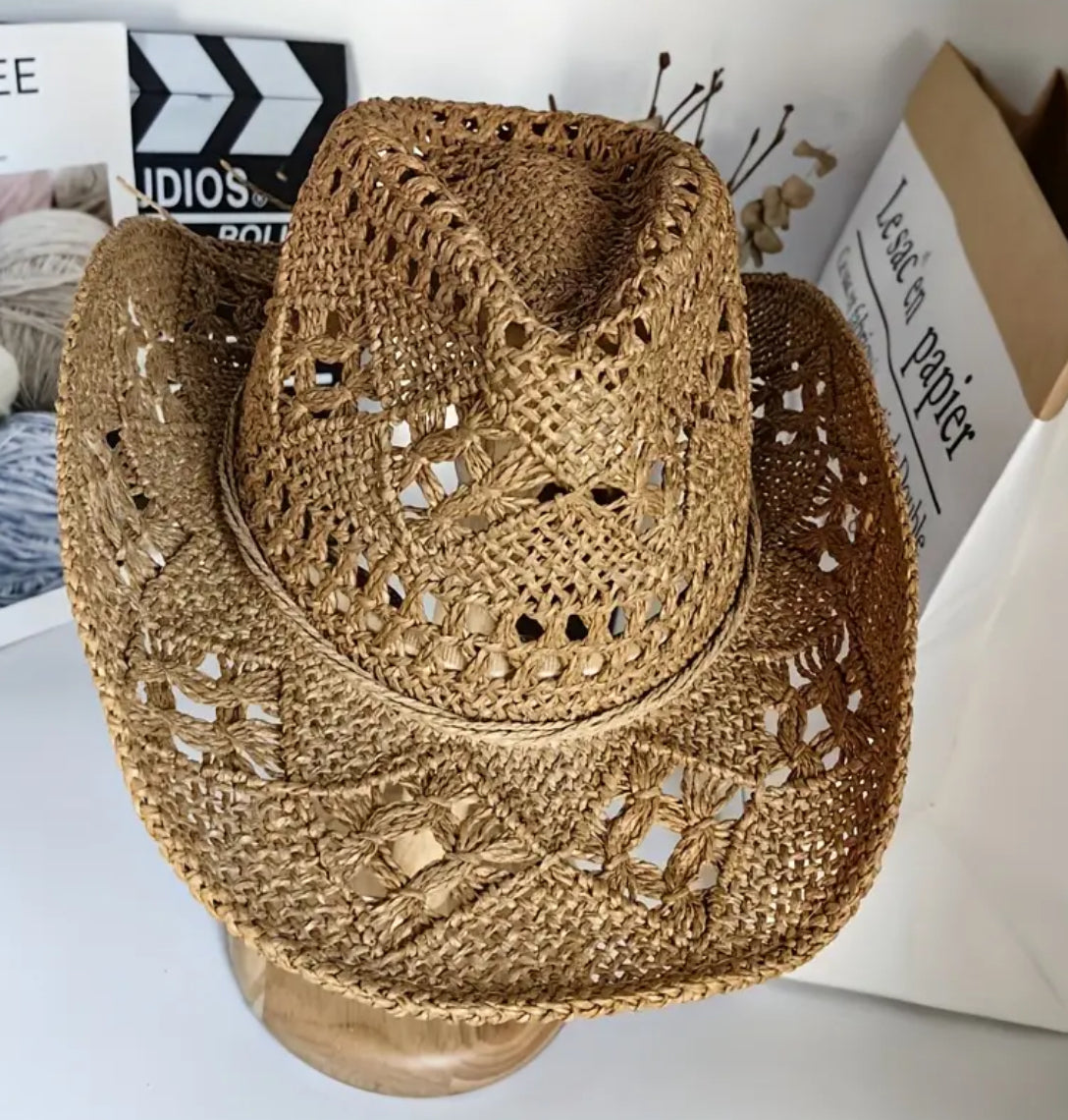 1 gorro de mezclilla tejido a mano para hombre: elegante y cómodo gorro en caja de papel