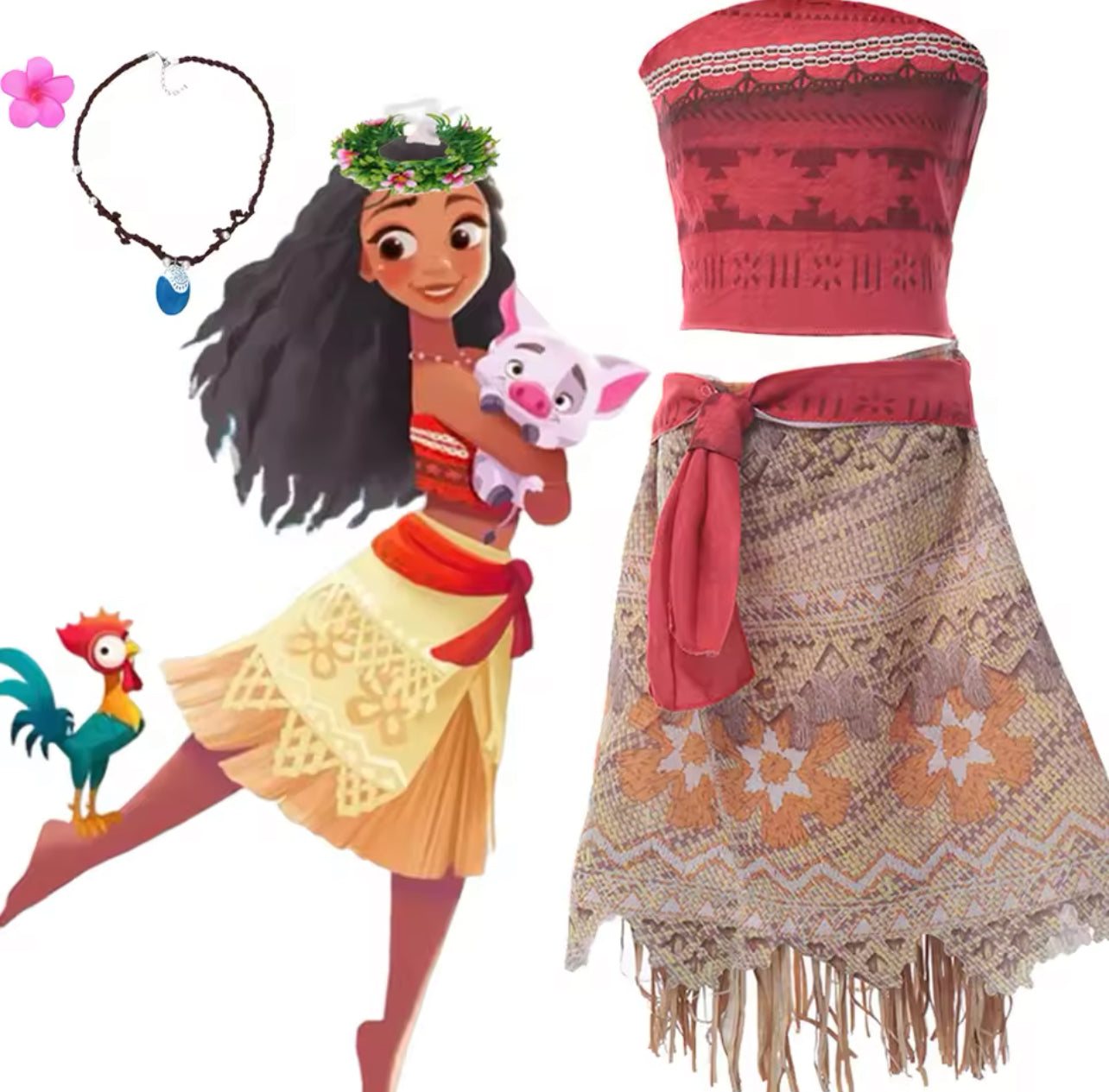 Disfraz de princesa Moana 🌺🌴 con accesorios