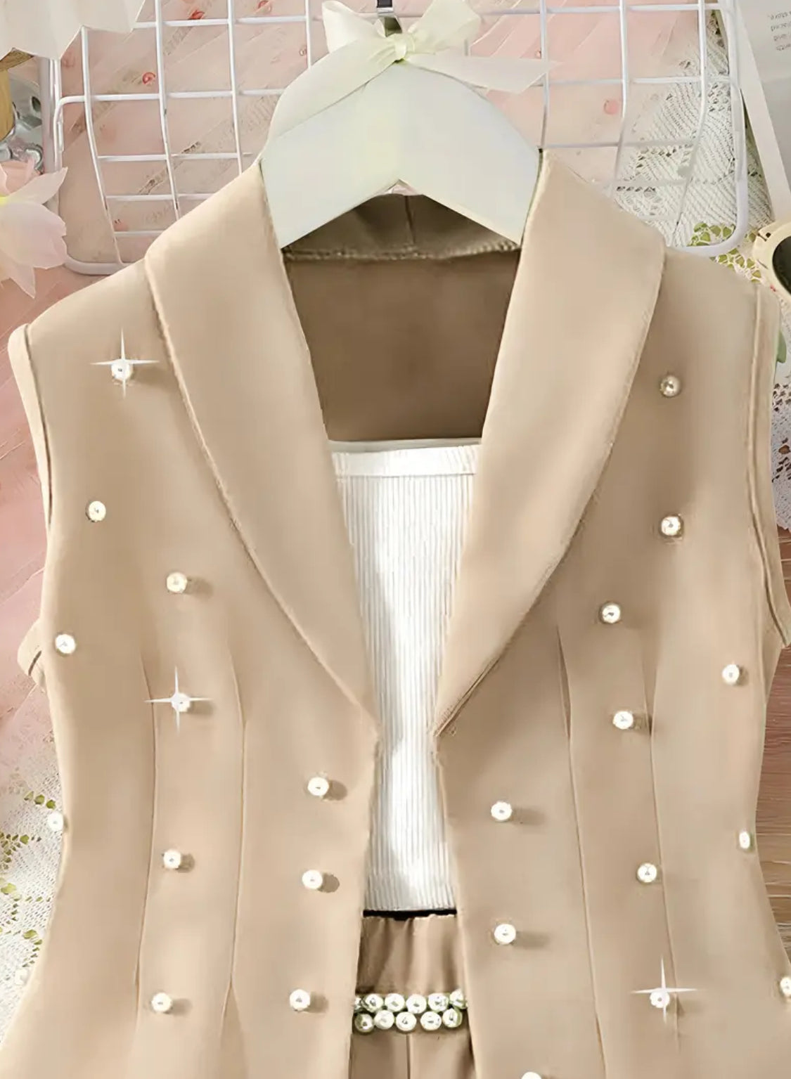 Girls ‘MISS HOLLYWOOD’ 3pcs Set - Shorts, White Blouse + Sleeveless Suit Vest