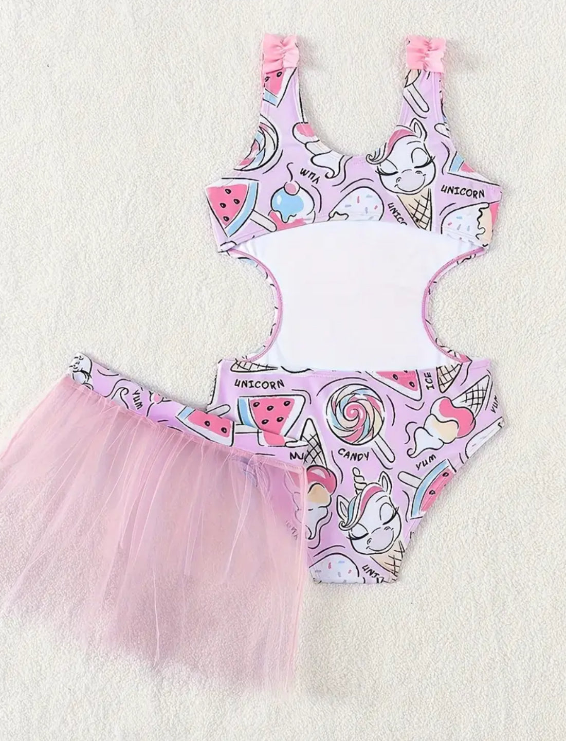 Traje de baño + falda de playa para niñas “Unicorn's 🦄”