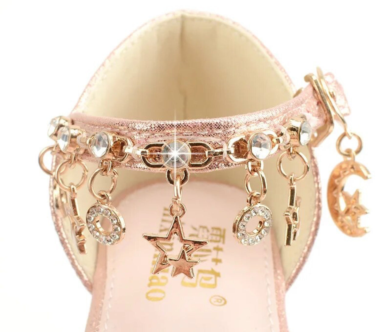 Glitter Sequined & Diamond  Pendants, Open Toes Princess Heels