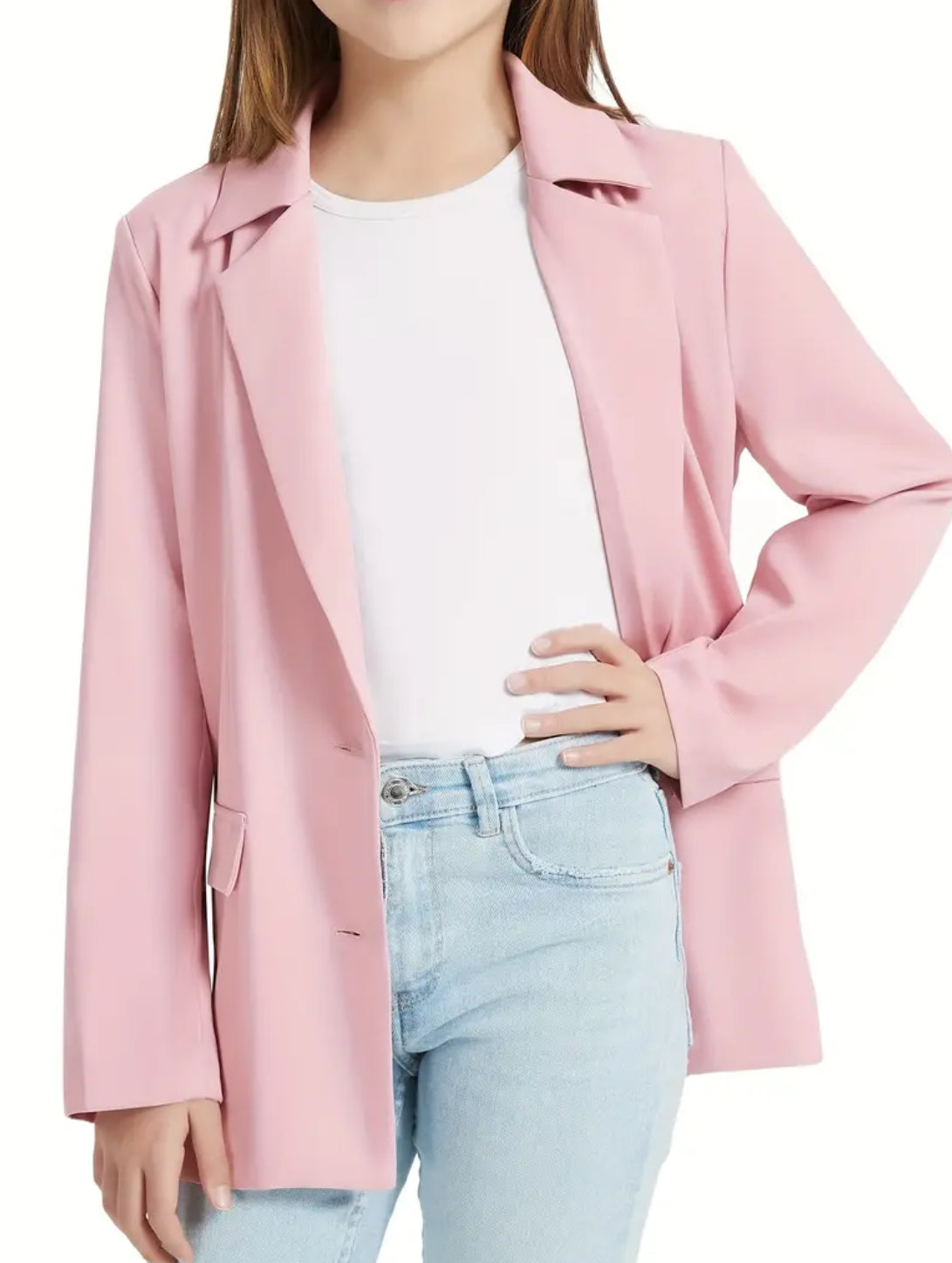 Blazer formal para adolescentes con cuello de solapa y manga larga “Go Chic or Go Home”