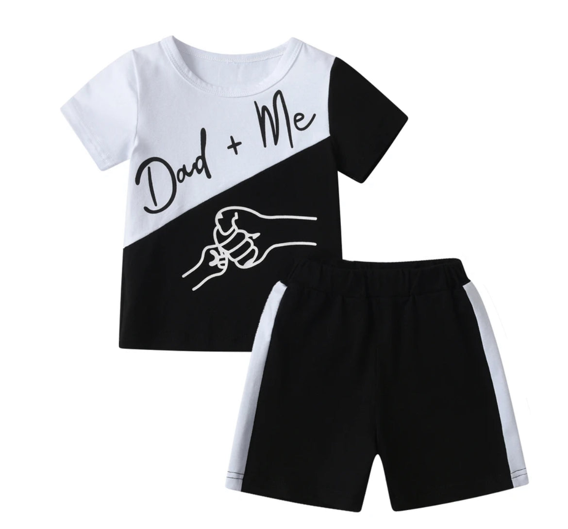 Top bluze “Daddy &amp; Me” me veshje të shkurtra pantallonash