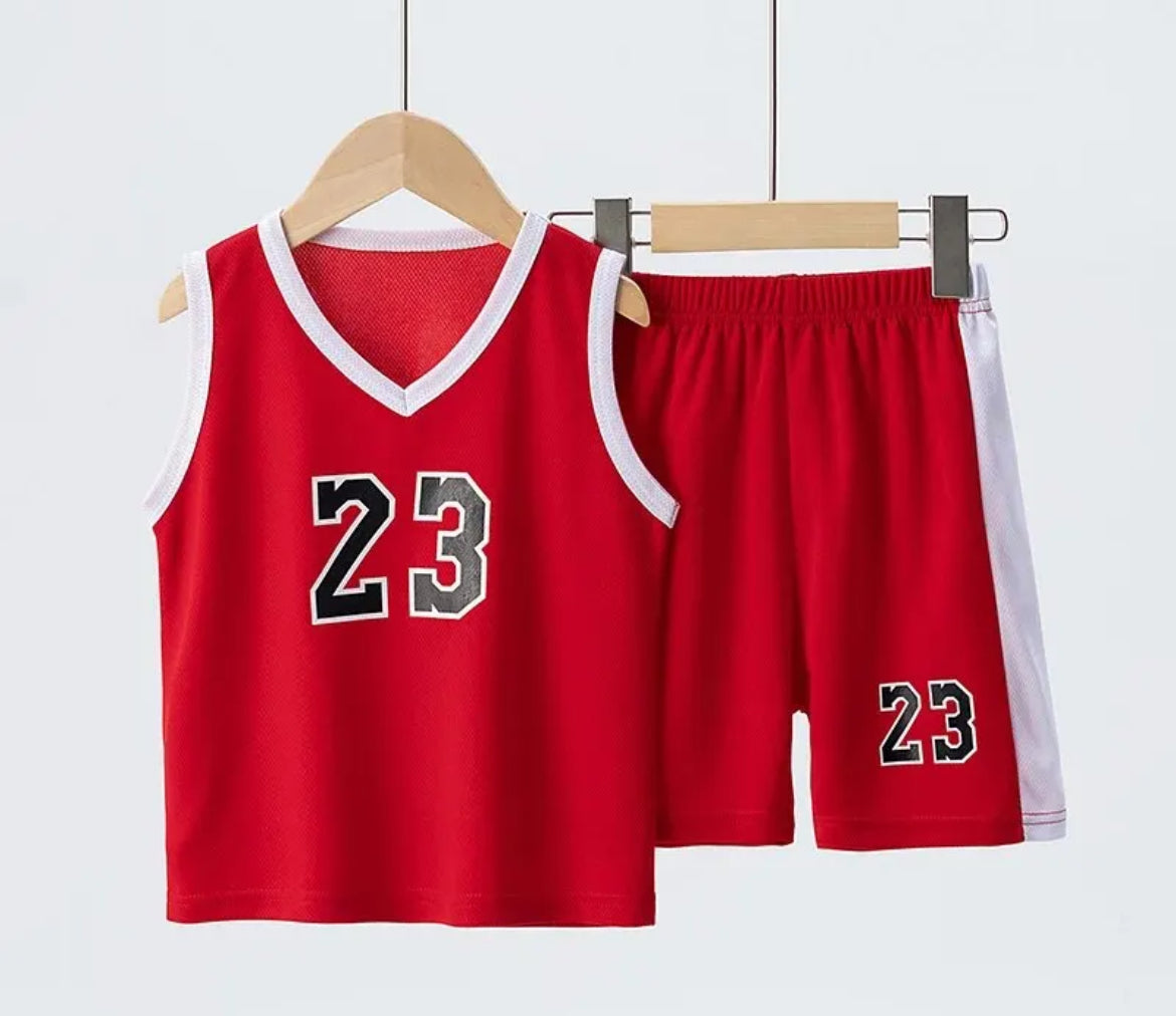 Traje de baloncesto de verano para niños, chaleco deportivo para niños y niñas, traje corto, traje de chaleco para niños y estudiantes guapos del 23.