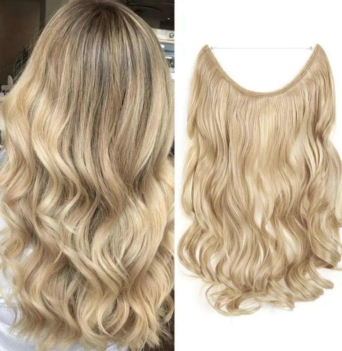 Invisible Hair Extensions, Secret Hidden Wire, Long Wavy Hair Pieces