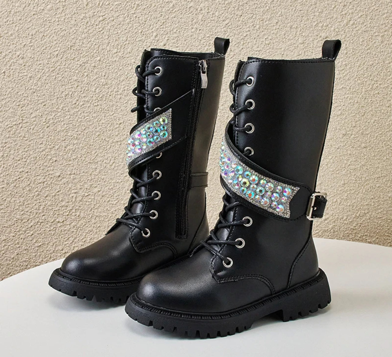 Sequined Korean Style Side Zipper, High Boots