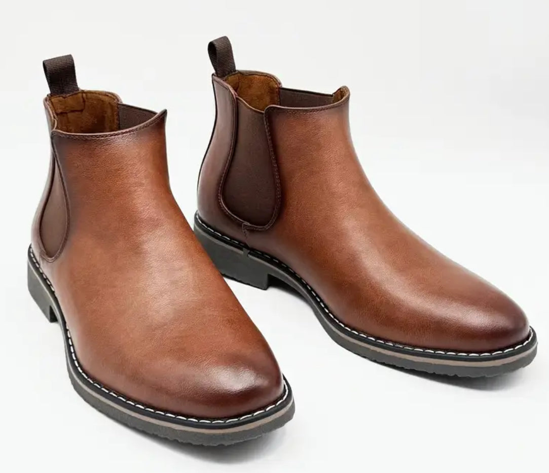 “Bronx” Men’s Chelsea Ankle Boots, Slip-On Design