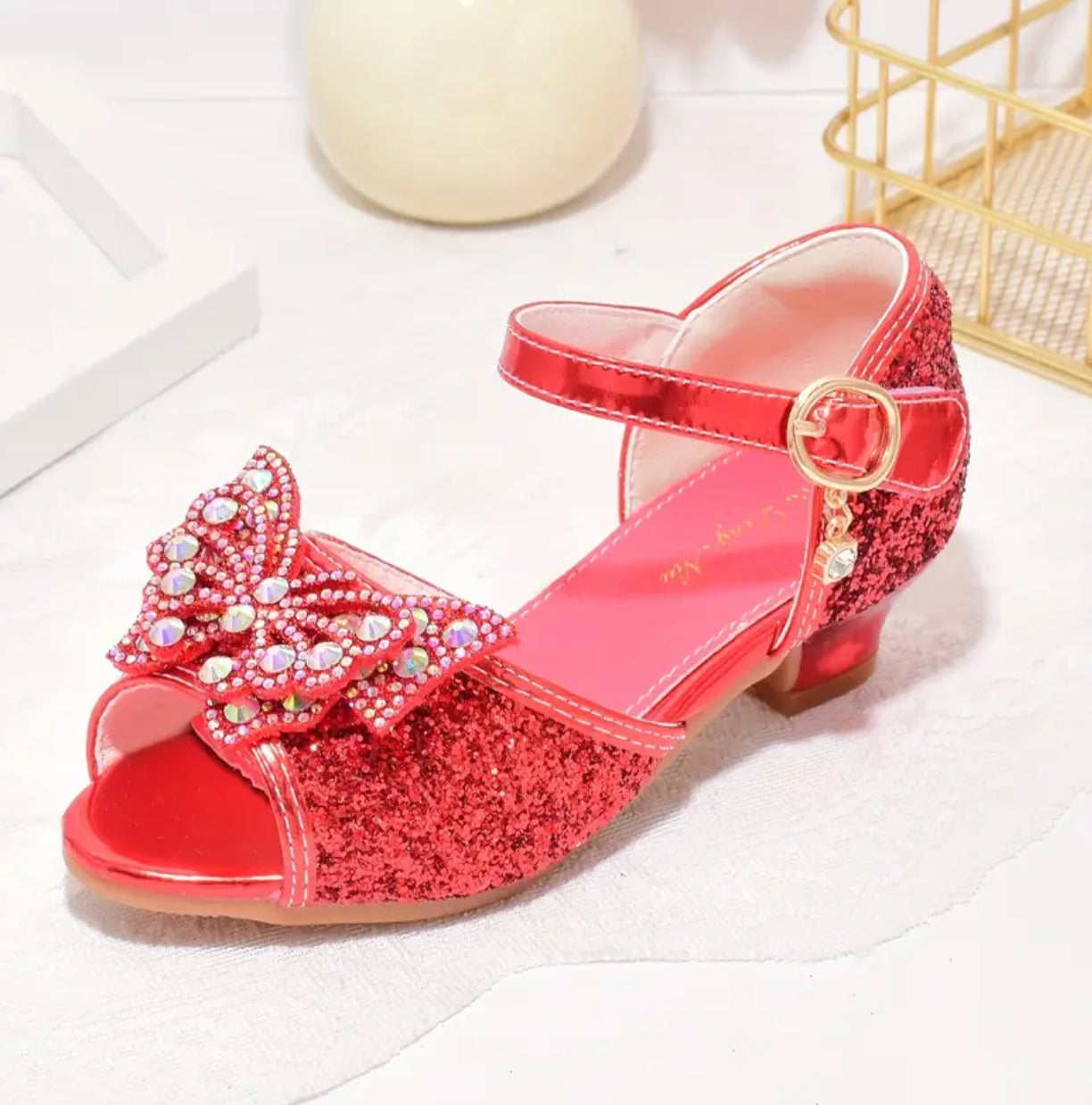 “Butterfly Sequin” Girls High-heeled, Breathable Lightweight Glam Shoes