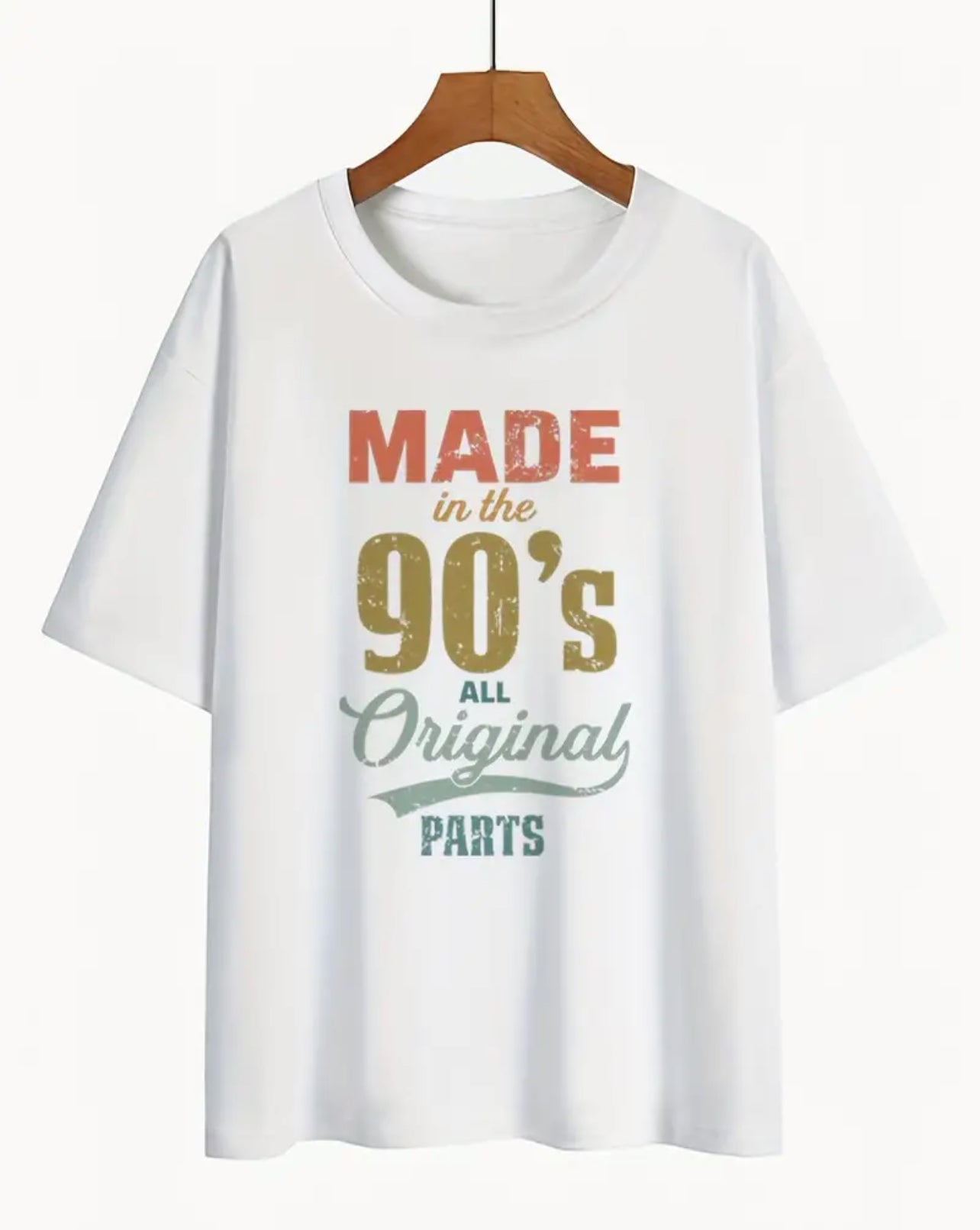 Made In The 90's Print T-Shirt, Short Sleeve Casual