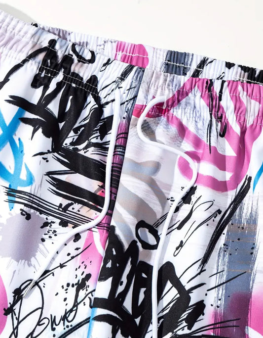 Graffiti Drawstring Loose Fit Joggers, Men’s & Teens