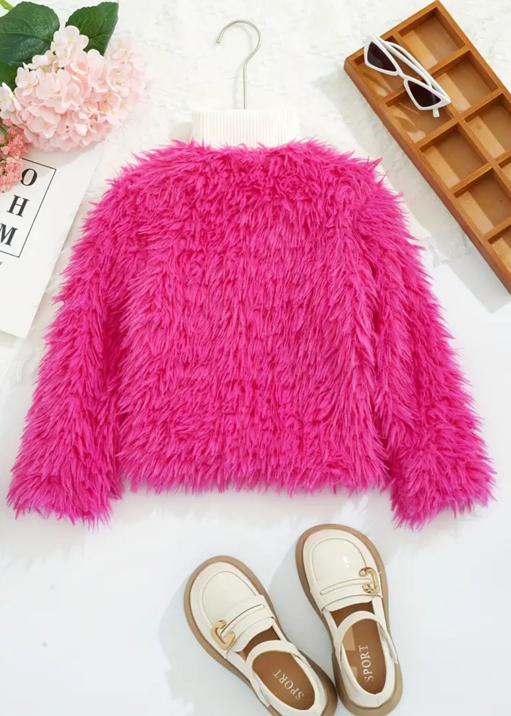 Teens Stylish Fuzzy Long Sleeve Open Front Jacket 💓