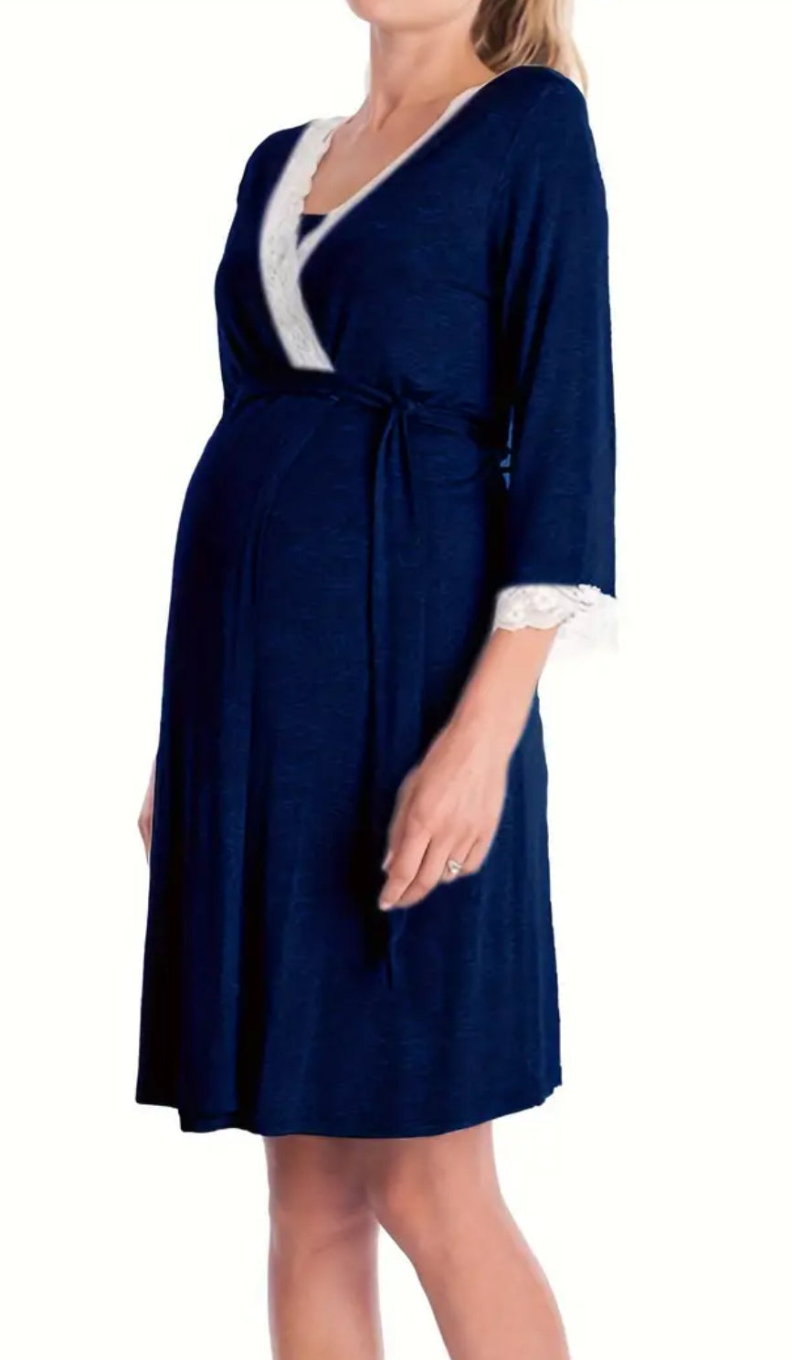 “Hospital Floral Elegant Robe” Delivery, Nursing, Maternity Sleepwear